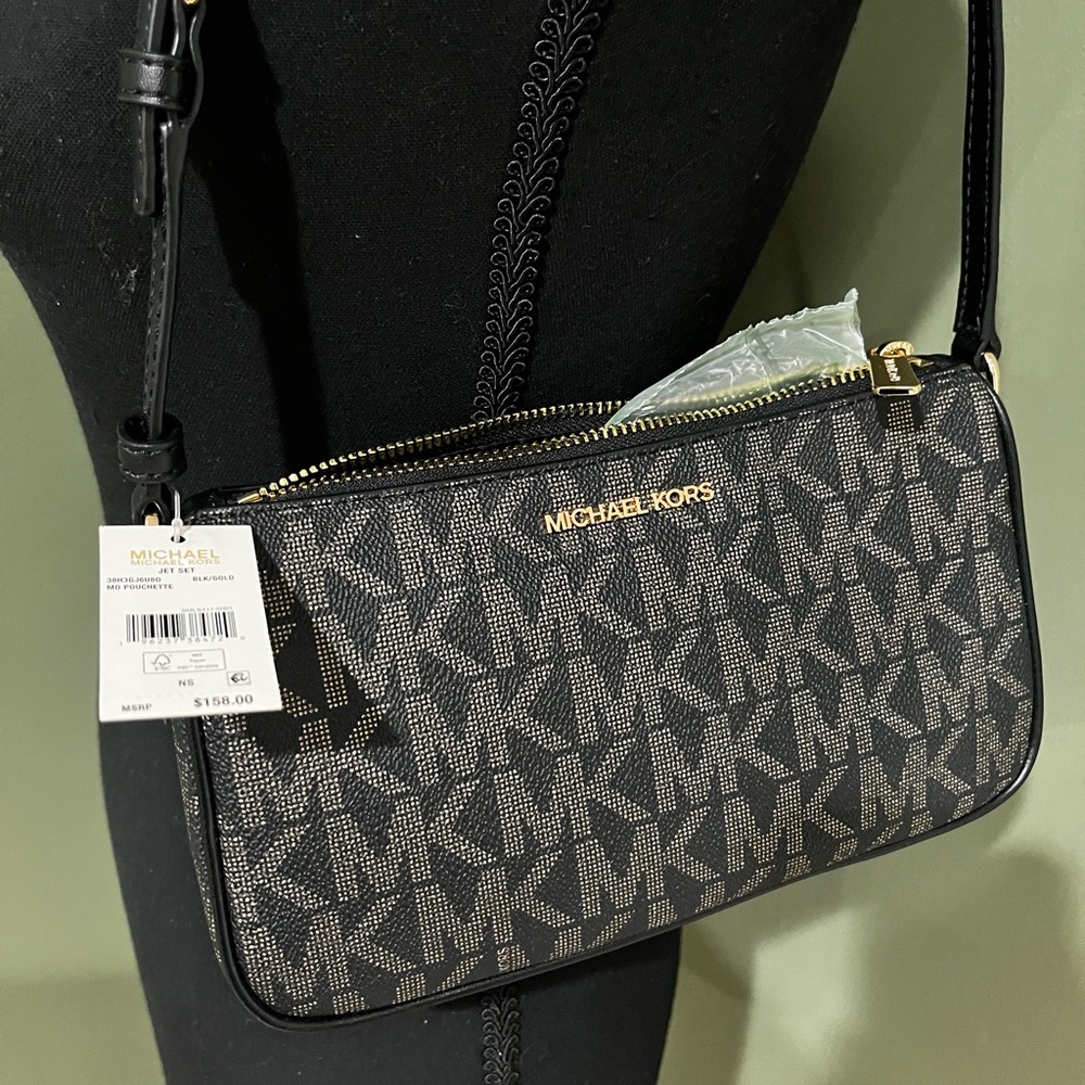 Michael Kors Gray Monogram Shoulder Bag